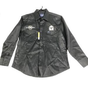 Wrangler XL Teton Ridge Cowboy Cut Pearl Snap Western Long Sleeve Shirt Black 24